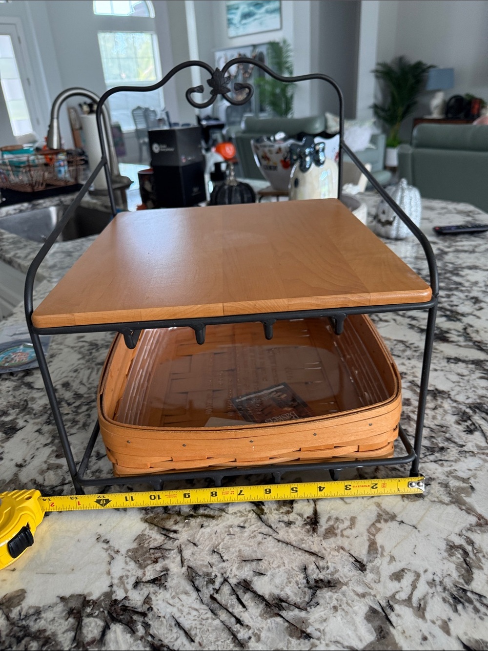Longaberger wright iron desk stand with shelf and basket!